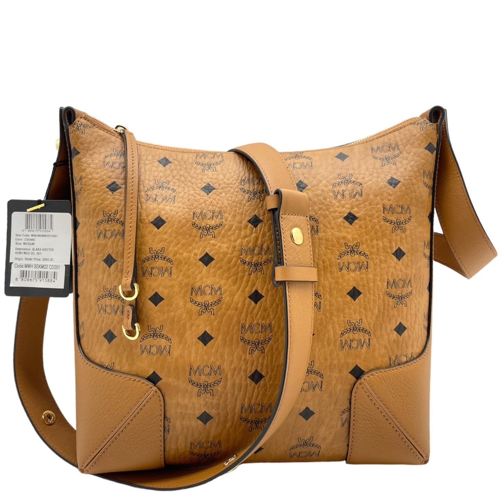 MCM Visetos Cognac Crossbody Shoulder Bag